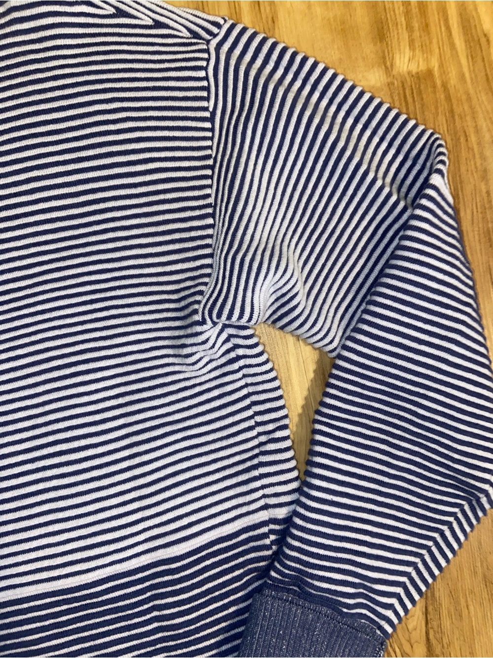 Anthropologie Daily Practice Ribbed Knit Tunic Dress Stripe Indigo Oversized - Picture 6 of 11